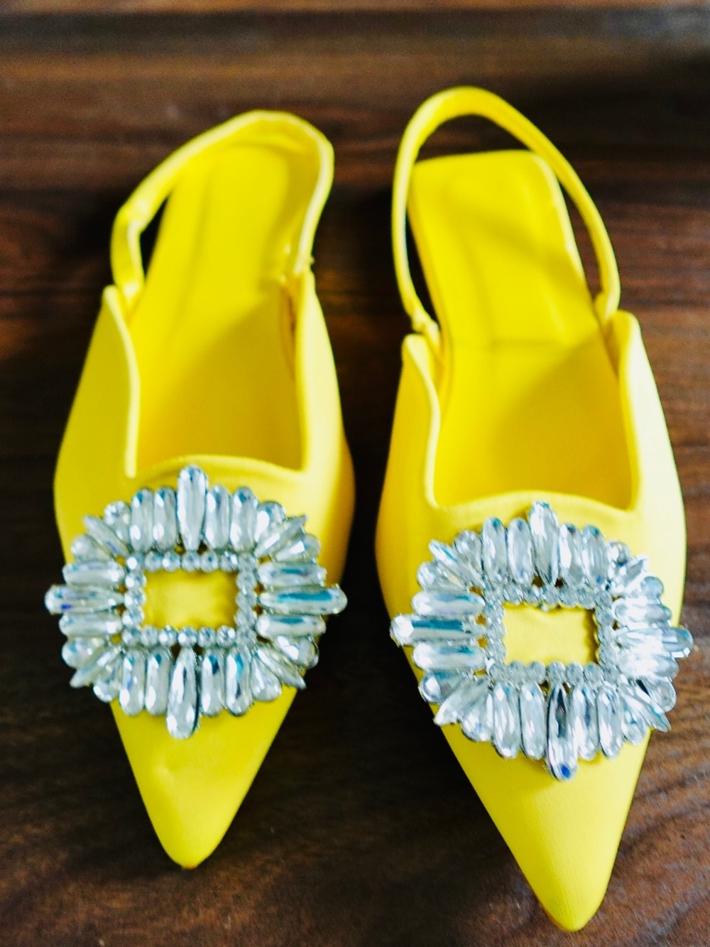 Yellow Jeweled Slingbacks